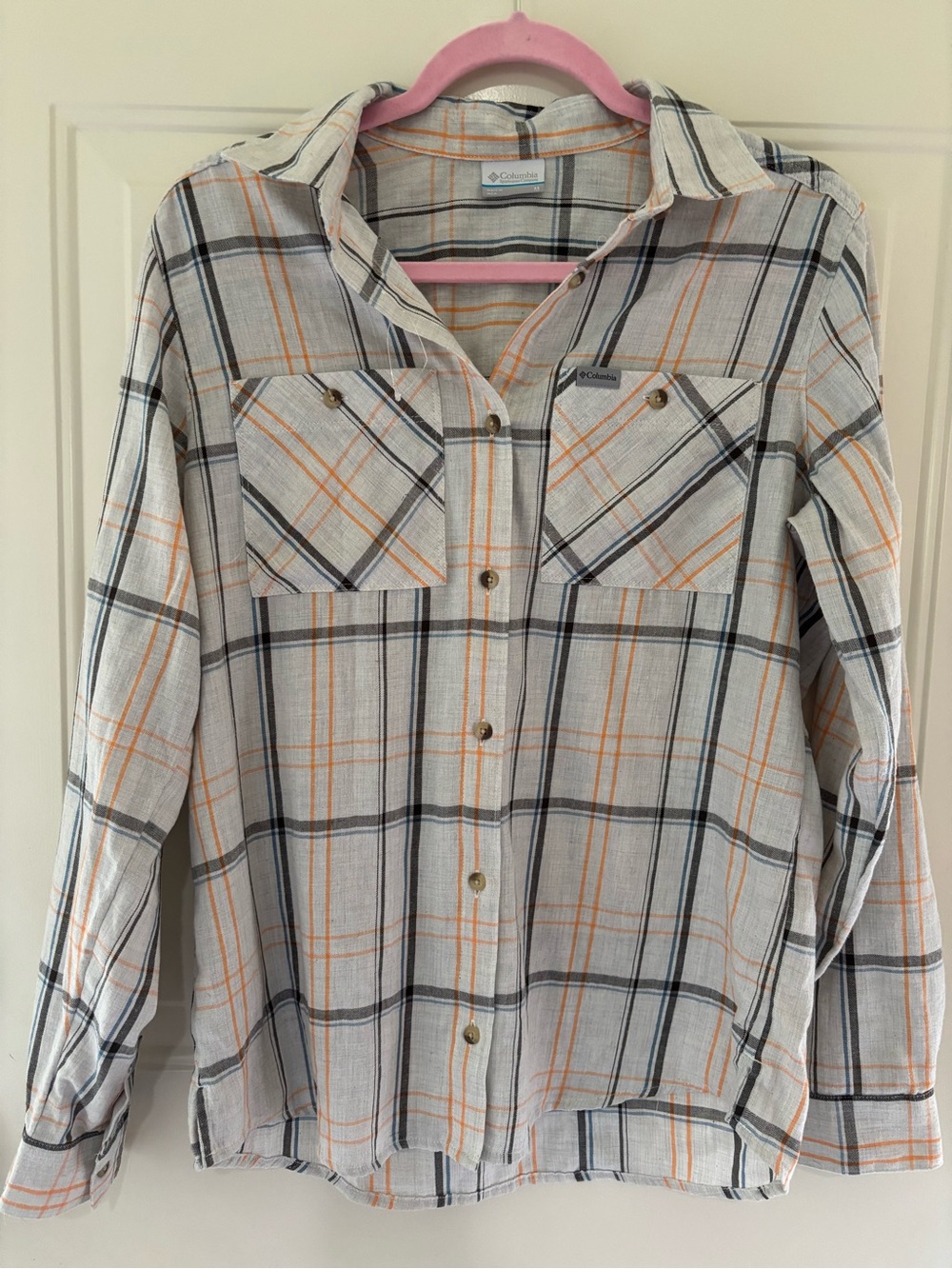 Columbia organic cotton plaid shirt M